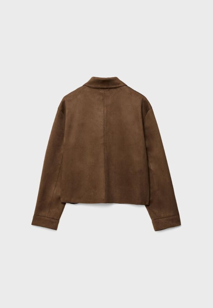 Jakke i imitert semsket skinn med lommer