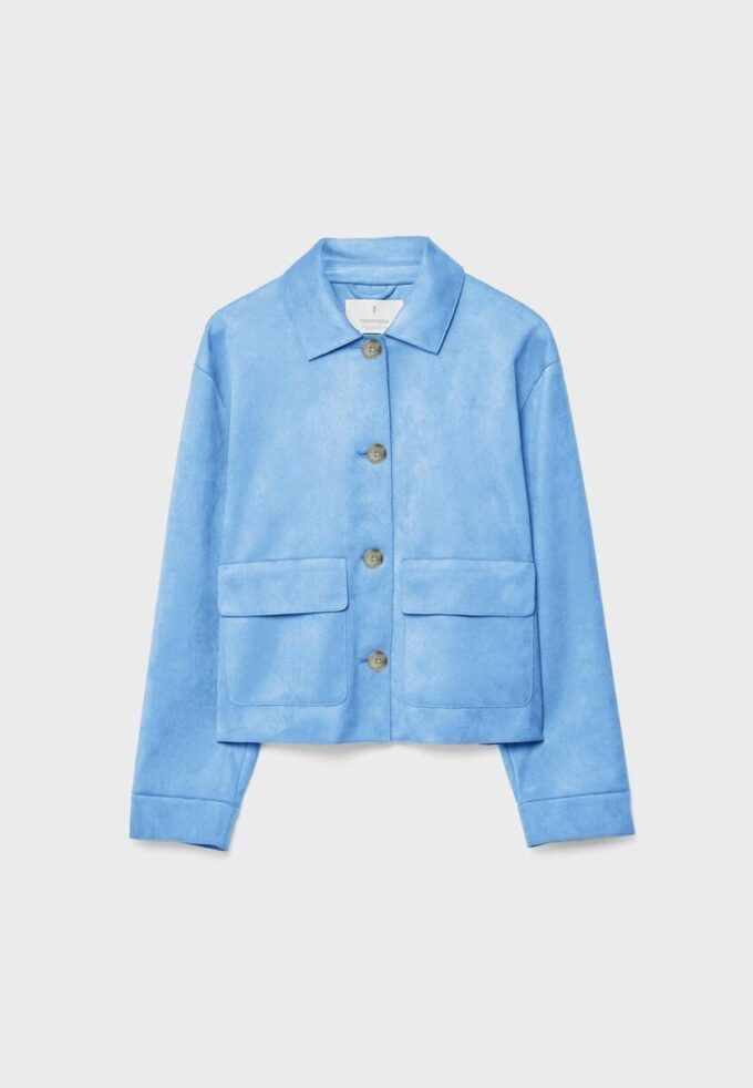 Jakke i imitert semsket skinn med lommer