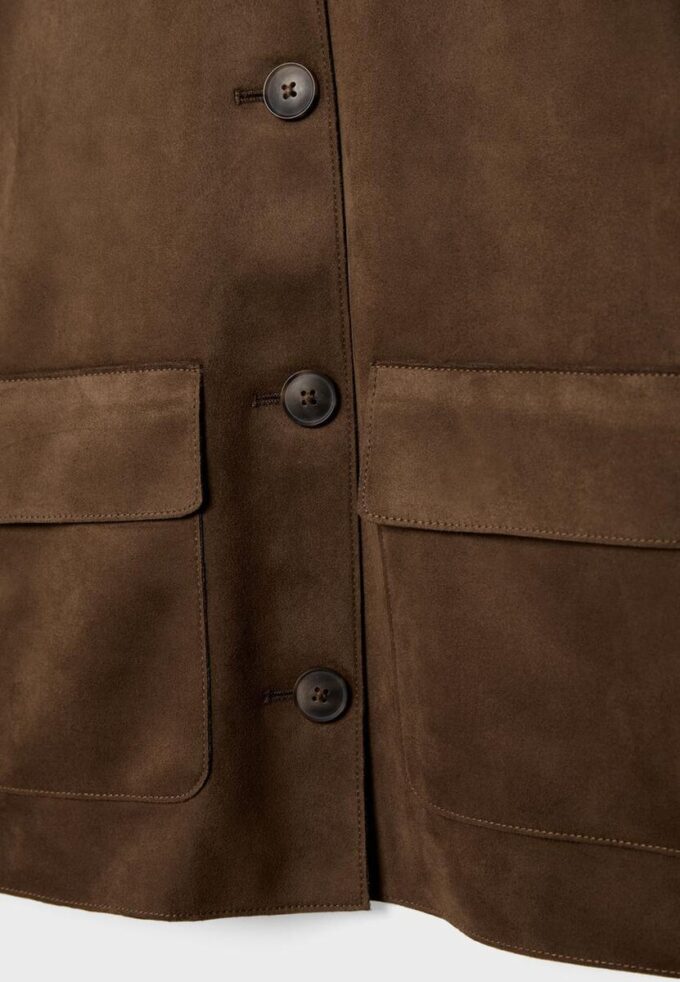 Jakke i imitert semsket skinn med lommer