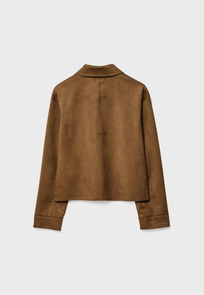 Jakke i imitert semsket skinn med lommer