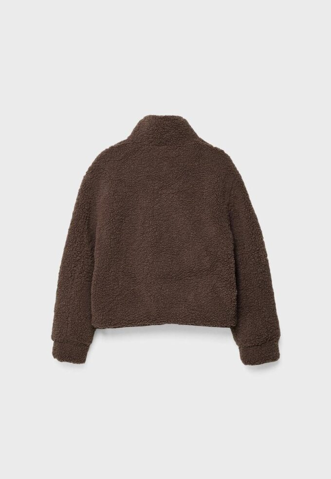 Jakke med glidelås og fôr i imitert saueskinn