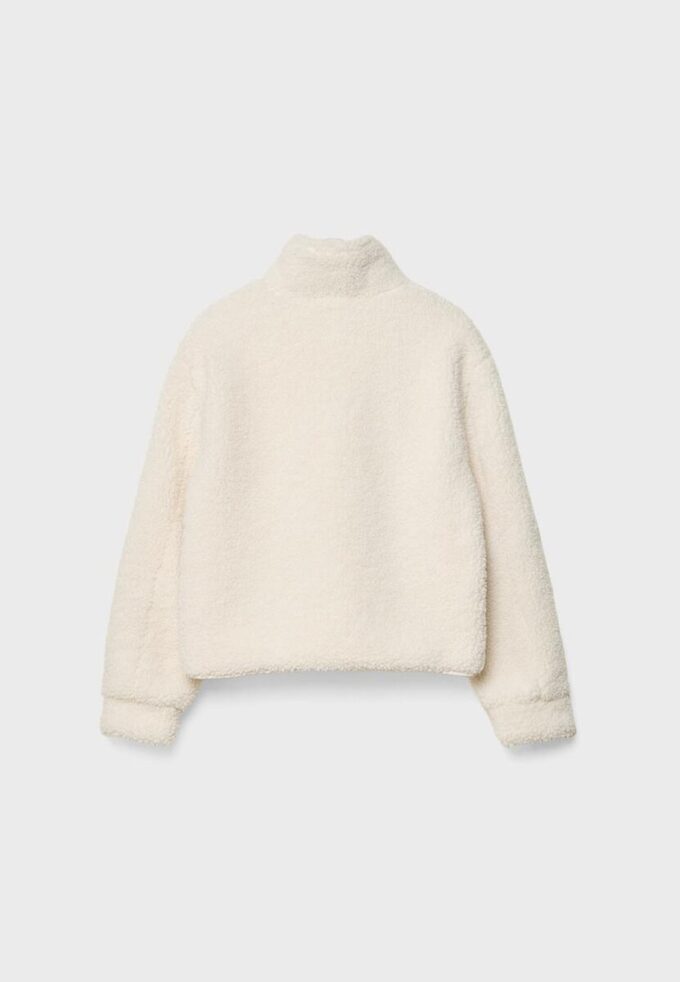 Jakke med glidelås og fôr i imitert saueskinn