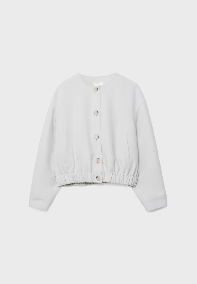 Jakke med puffermmer og rund hals