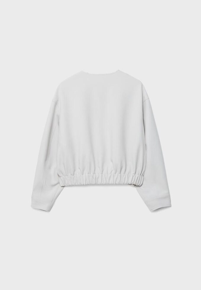 Jakke med puffermmer og rund hals