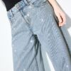 Jeans med lav midje og Wide Leg-ben med rhinestones