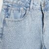 Jeans med lav midje og Wide Leg-ben med rhinestones