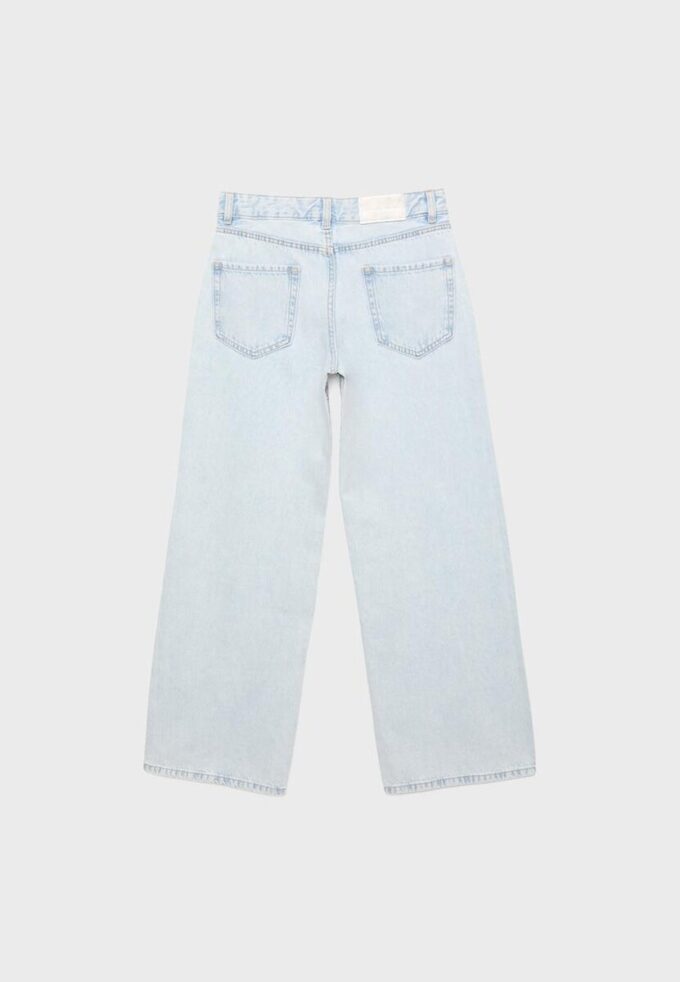 Jeans med lav midje og Wide Leg-ben med rhinestones