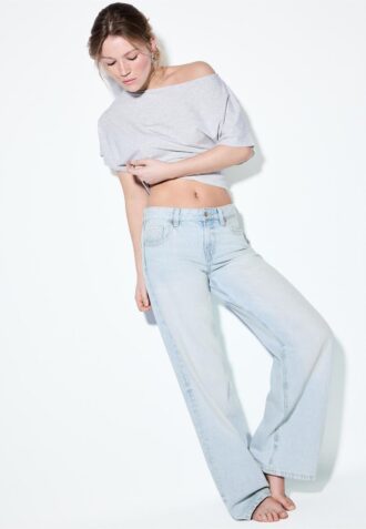 Jeans med lav midje og Wide Leg-ben med stjernedetaljer