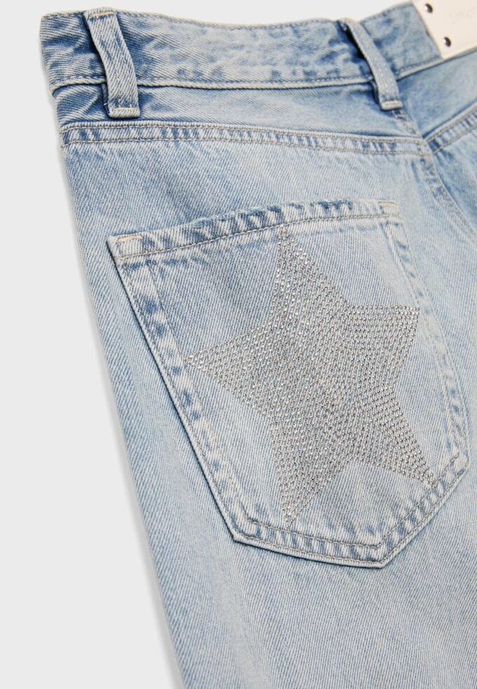 Jeans med lav midje og Wide Leg-ben med stjernedetaljer