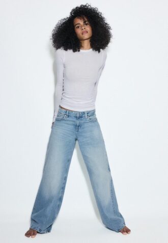 Jeans med lav midje og Wide Leg-ben med stjernedetaljer