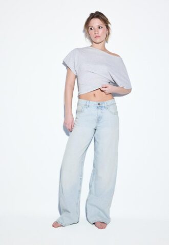 Jeans med lav midje og Wide Leg-ben med stjernedetaljer