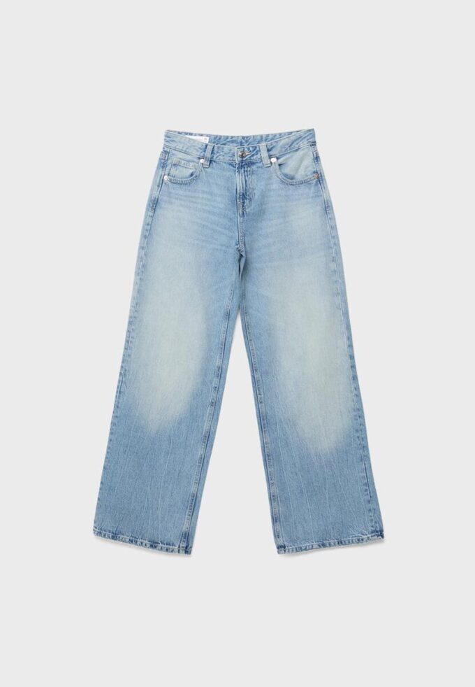 Jeans med lav midje og Wide Leg-ben med stjernedetaljer