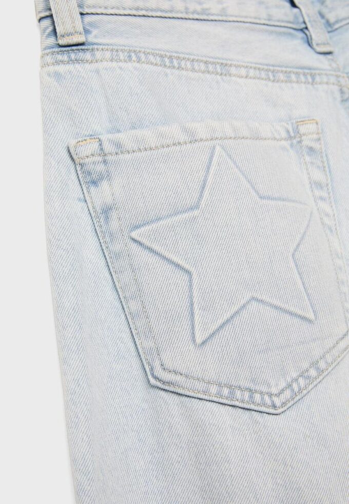 Jeans med lav midje og Wide Leg-ben med stjernedetaljer