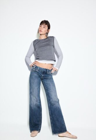 Jeans med lav midje, rette ben og hammerløkker