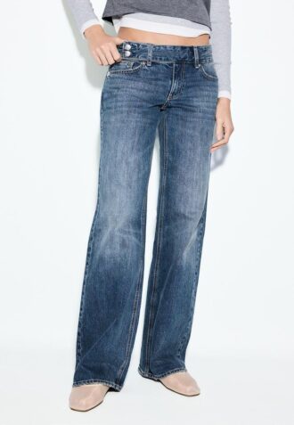 Jeans med lav midje, rette ben og hammerløkker