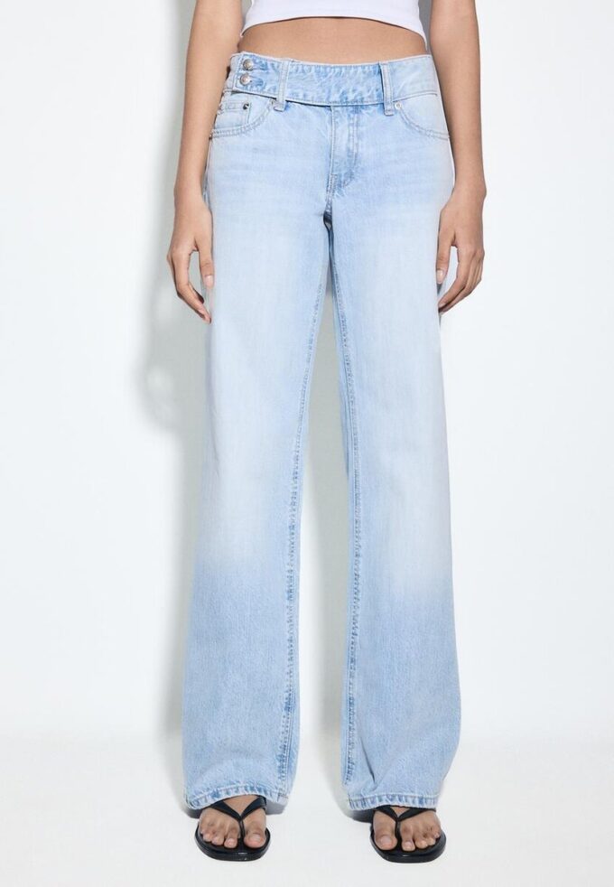 Jeans med lav midje, rette ben og hammerløkker