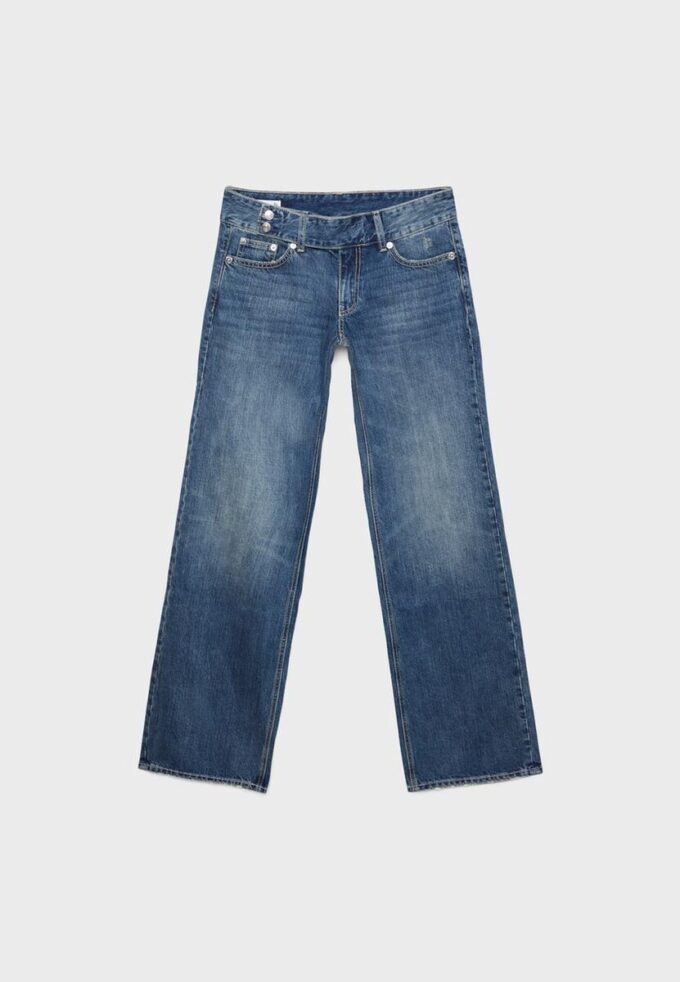 Jeans med lav midje, rette ben og hammerløkker