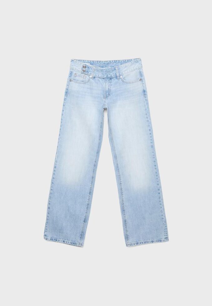 Jeans med lav midje, rette ben og hammerløkker