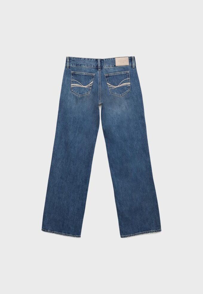 Jeans med lav midje, rette ben og hammerløkker