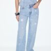 Jeans med rett passform og rhinestones
