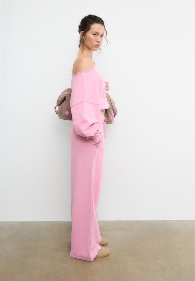 Joggebukse med rett ben og vasket effekt