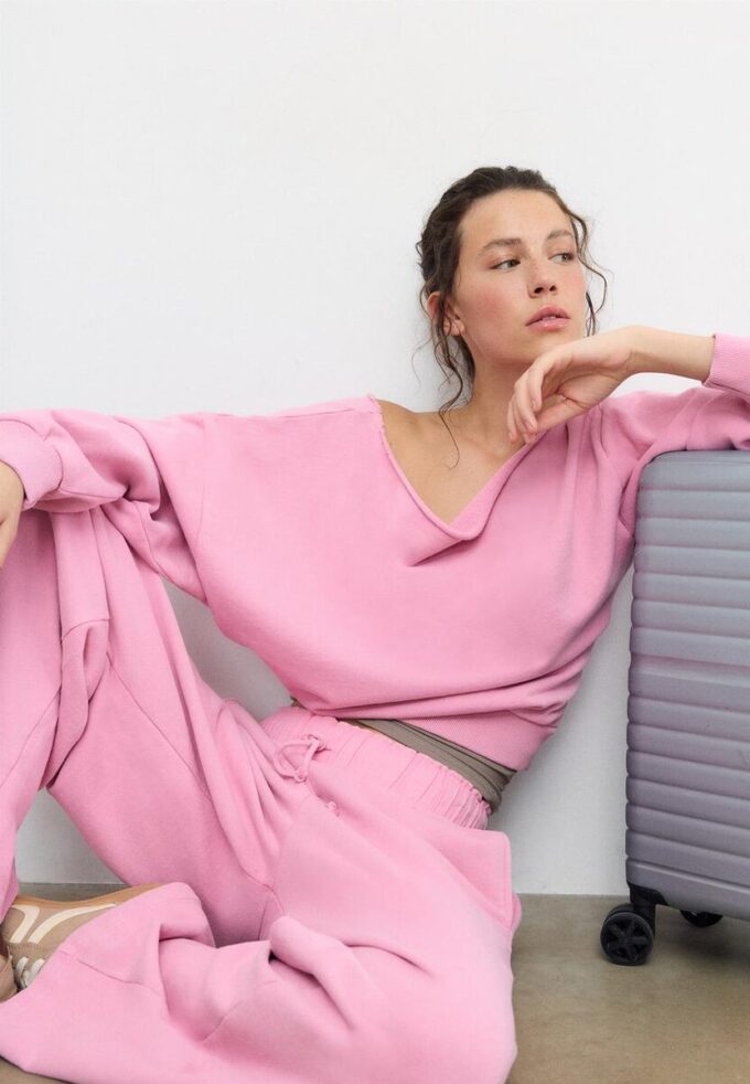 Joggebukse med rett ben og vasket effekt