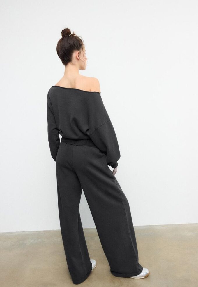 Joggebukse med rett ben og vasket effekt