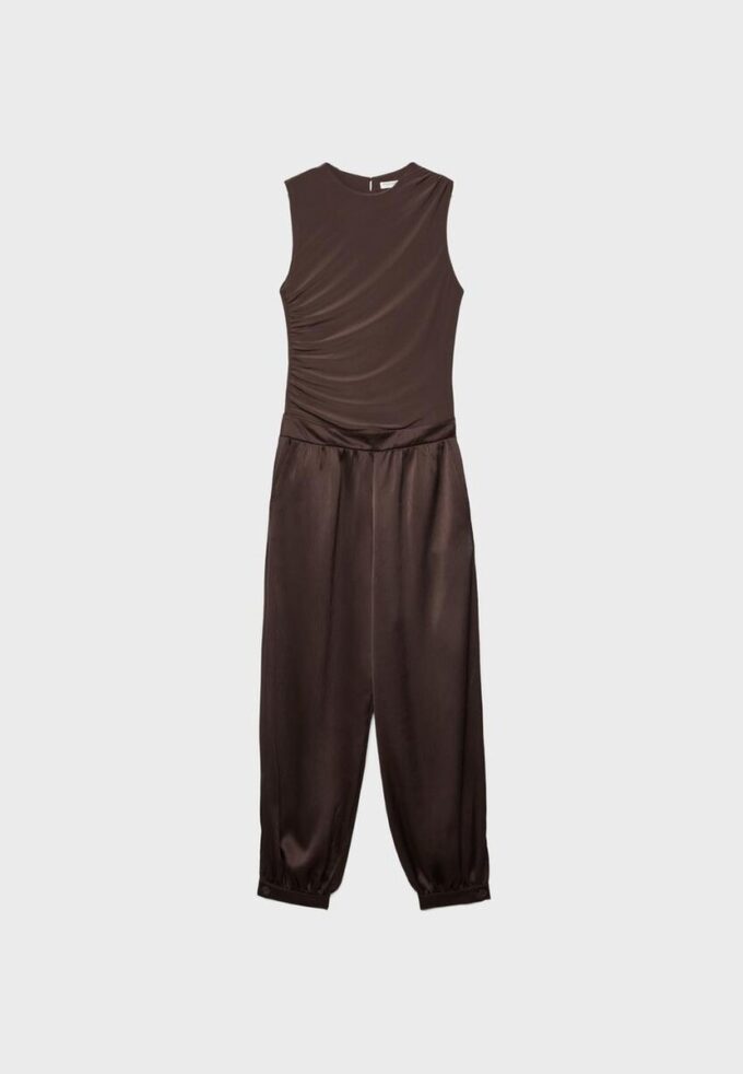 Jumpsuit med halterneck i sateng