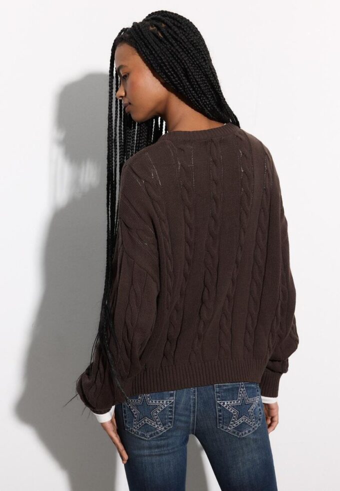 Kabelstrikket cardigan med knapper