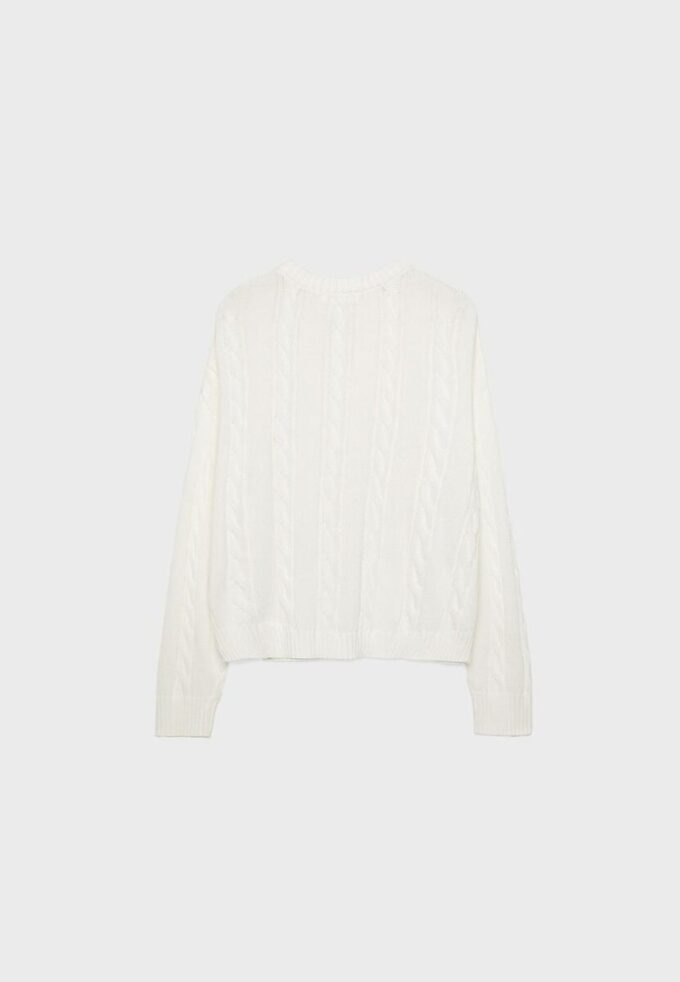 Kabelstrikket cardigan med knapper