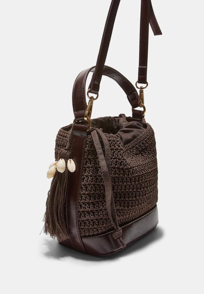 Kombinert heklet bøtteveske