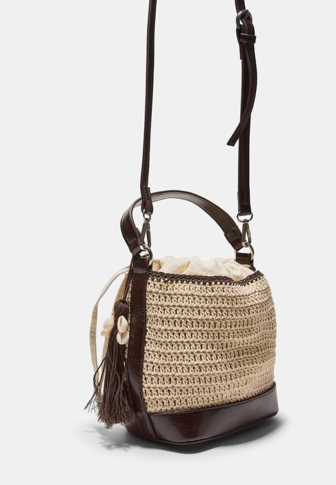 Kombinert heklet bøtteveske