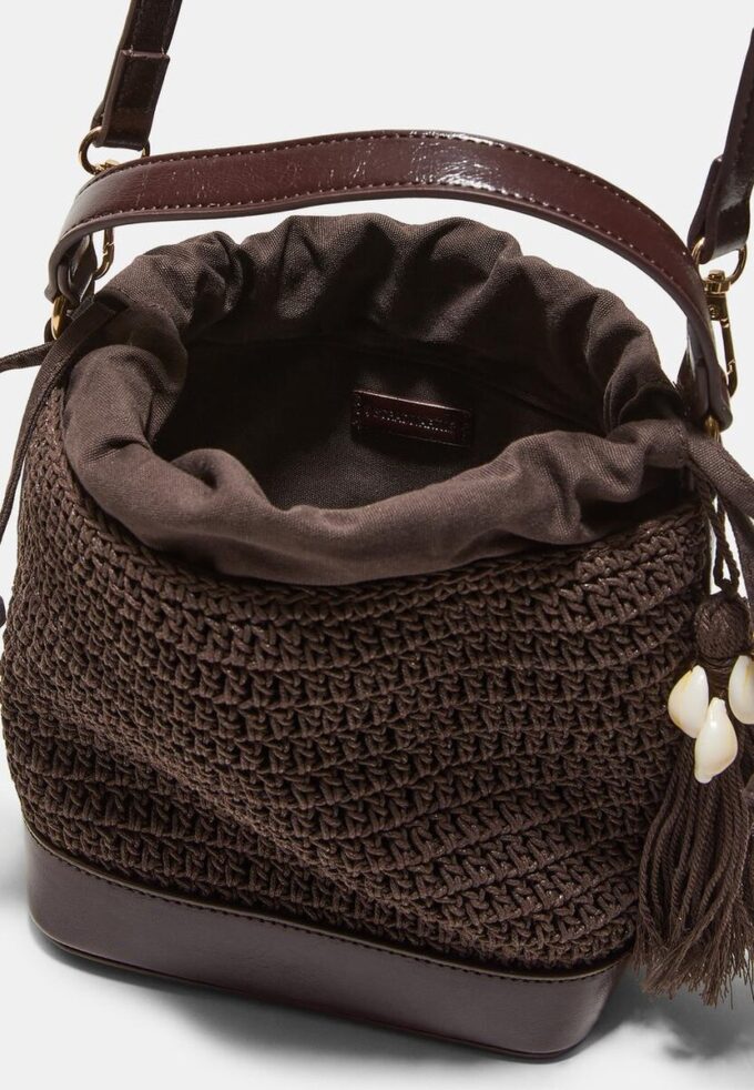 Kombinert heklet bøtteveske