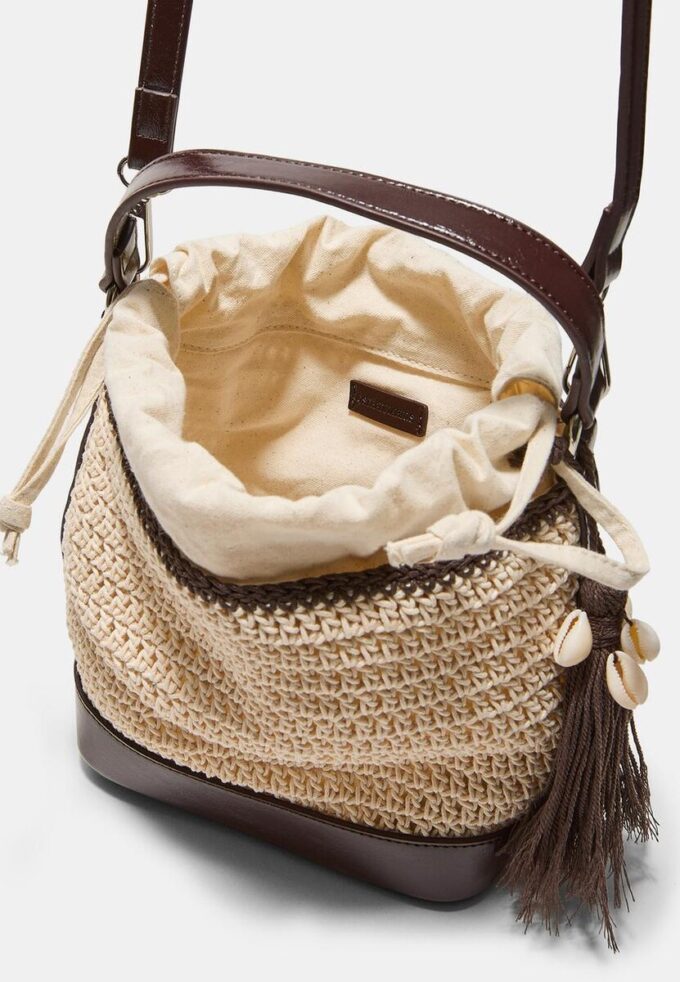 Kombinert heklet bøtteveske