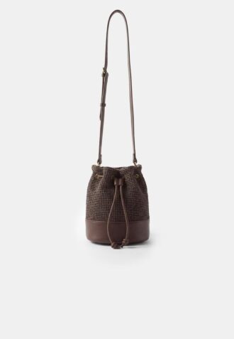 Kontrastfarget heklet crossbody-veske