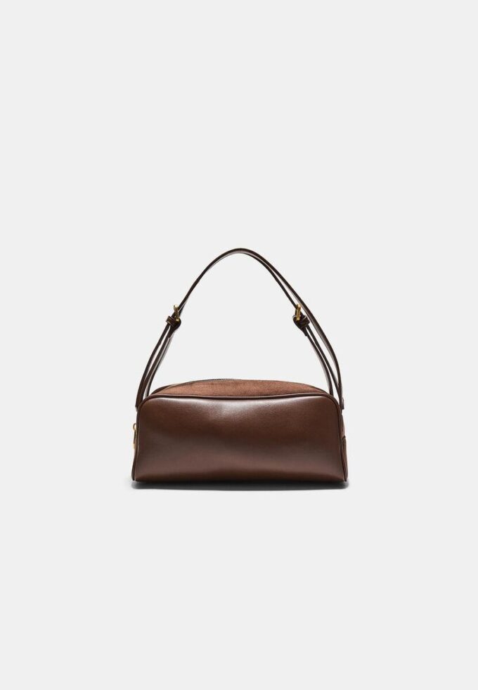 Kontrastfarget skulderveske med dobbelt håndtak