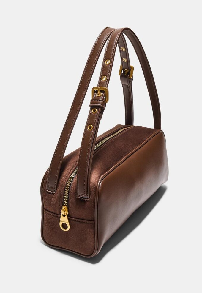 Kontrastfarget skulderveske med dobbelt håndtak