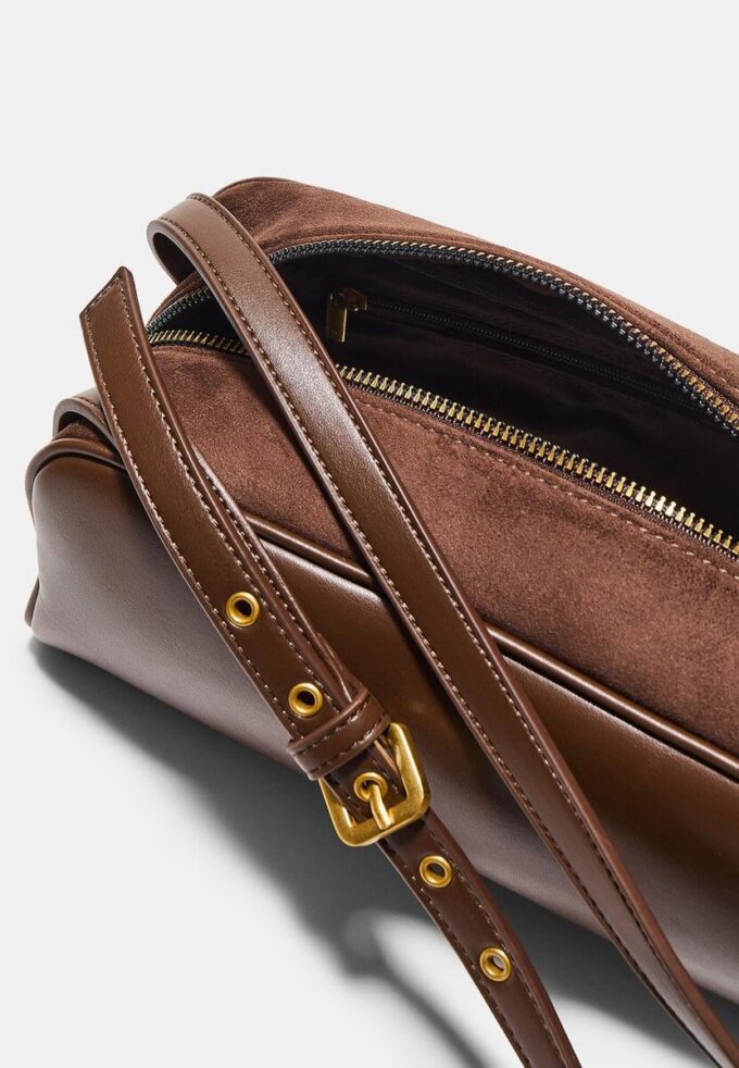 Kontrastfarget skulderveske med dobbelt håndtak