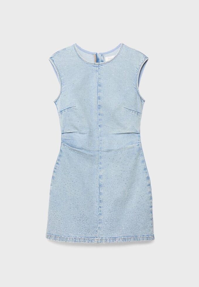 Kort denimshorts med rhinestones