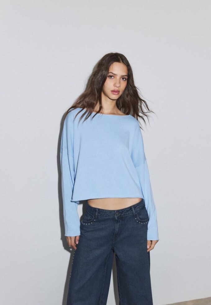 Kort genser med båthals