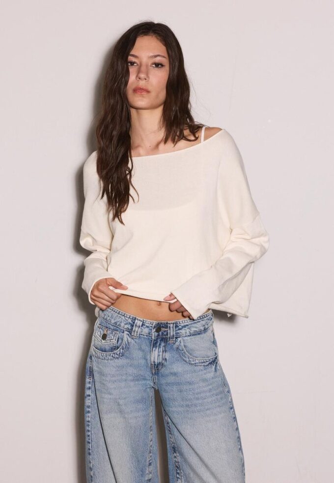 Kort genser med båthals