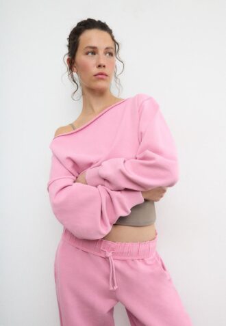 Kort sweatshirt med vasket effekt