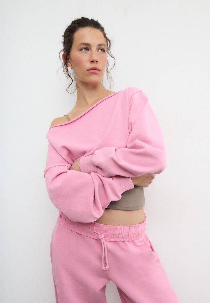 Kort sweatshirt med vasket effekt