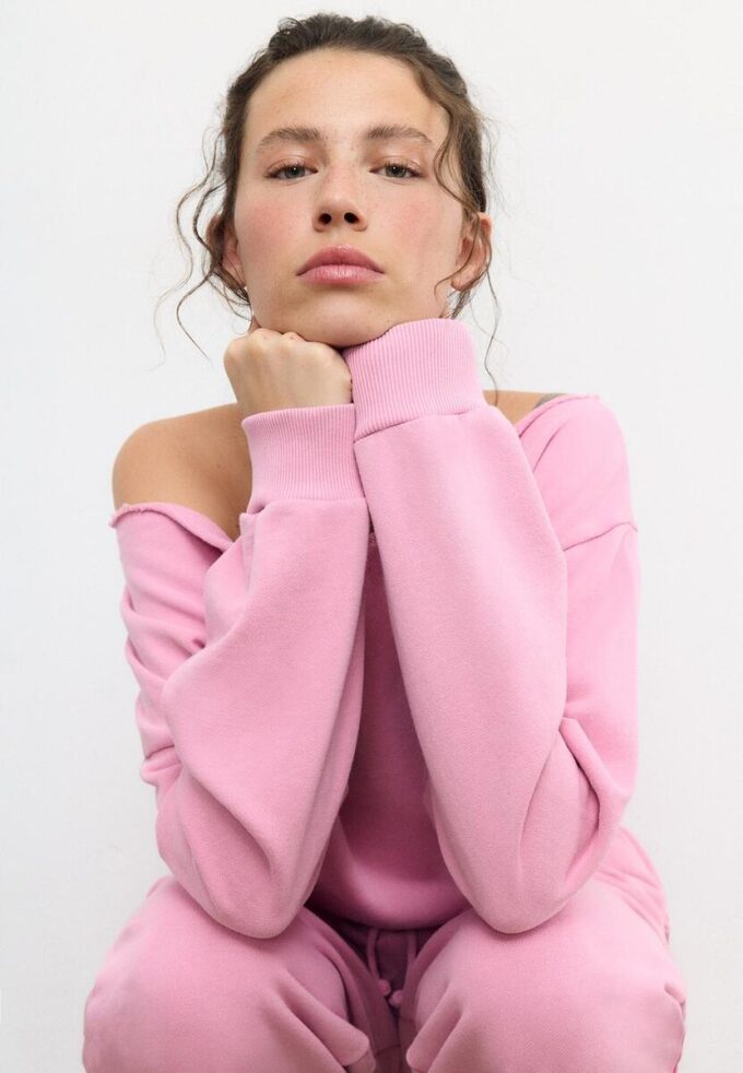 Kort sweatshirt med vasket effekt