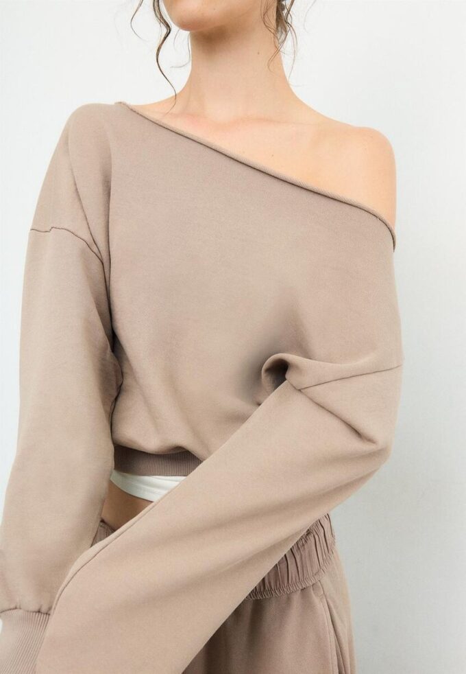 Kort sweatshirt med vasket effekt