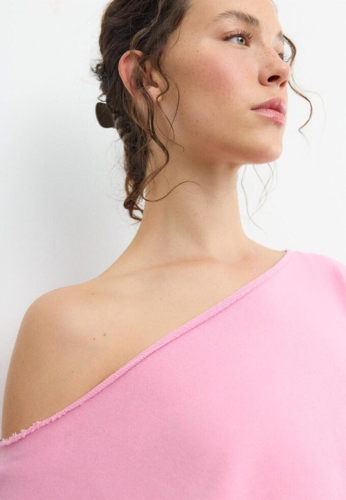 Kort sweatshirt med vasket effekt