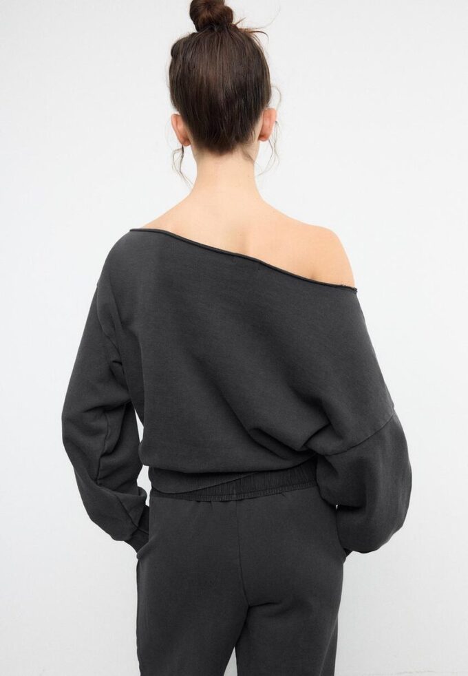 Kort sweatshirt med vasket effekt