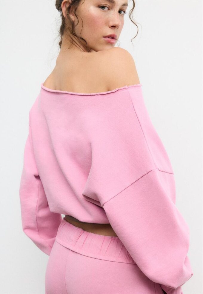 Kort sweatshirt med vasket effekt