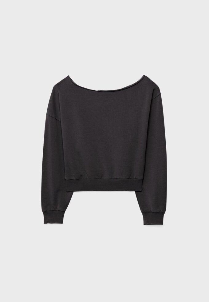 Kort sweatshirt med vasket effekt