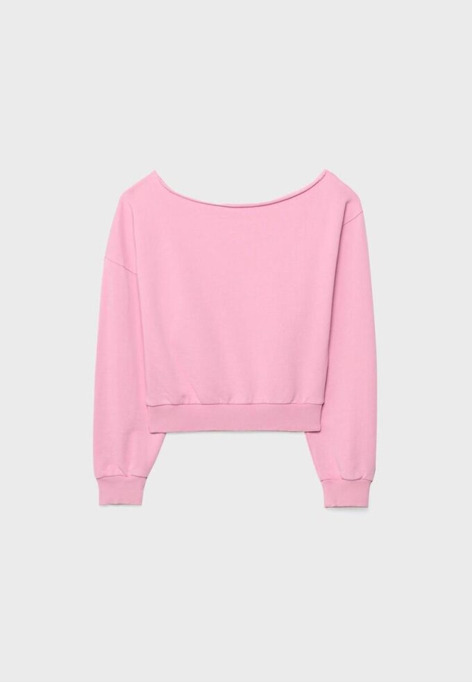 Kort sweatshirt med vasket effekt